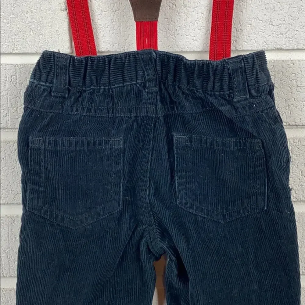 Carters Boys Black Cords with Red Suspenders Size 18 Months